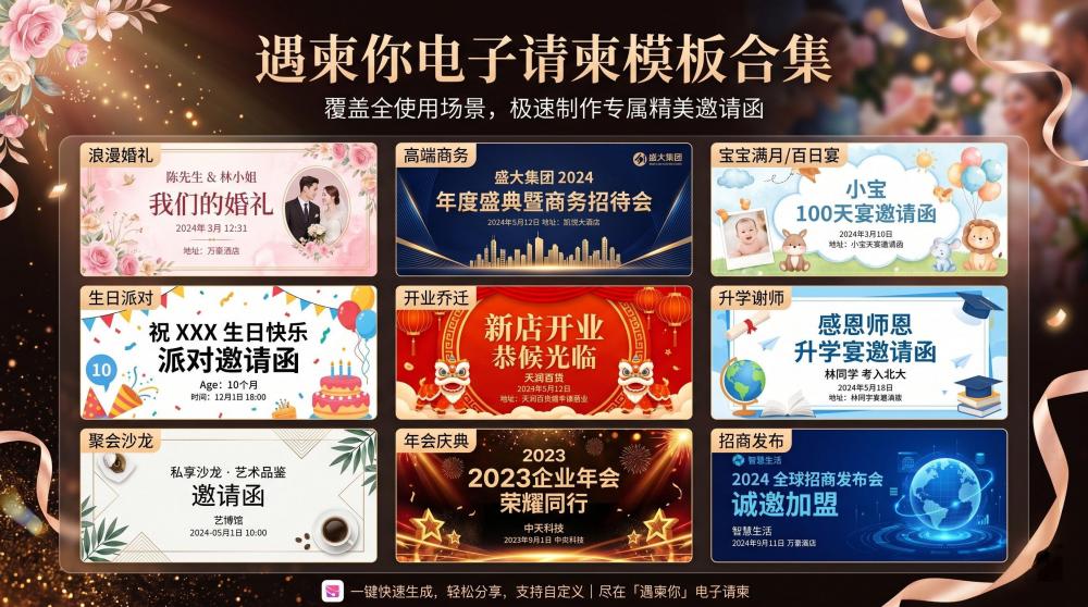 1分钟快速制作商务电子邀请函！免费高颜值请柬模板任选